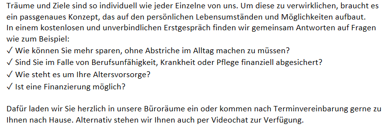 Dein Finanzkonzept GmbH & Co. KG, Schwalbenweg in Geiselhöring