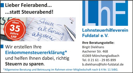 Lohnsteuerhilfeverein Fuldatal e.V. Birgit Diekhans, Aachener Str. in Mönchengladbach