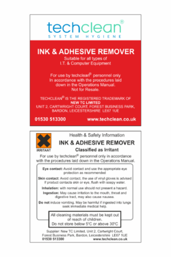 Ink & Adhesive Remover Label