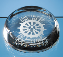 9cm Lead Crystal Flat Top Dome Paperweight