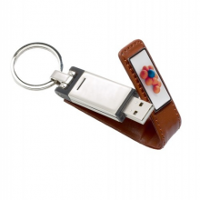 Tan Leather USB Keyring