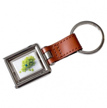 Square Tan Leather Keyring
