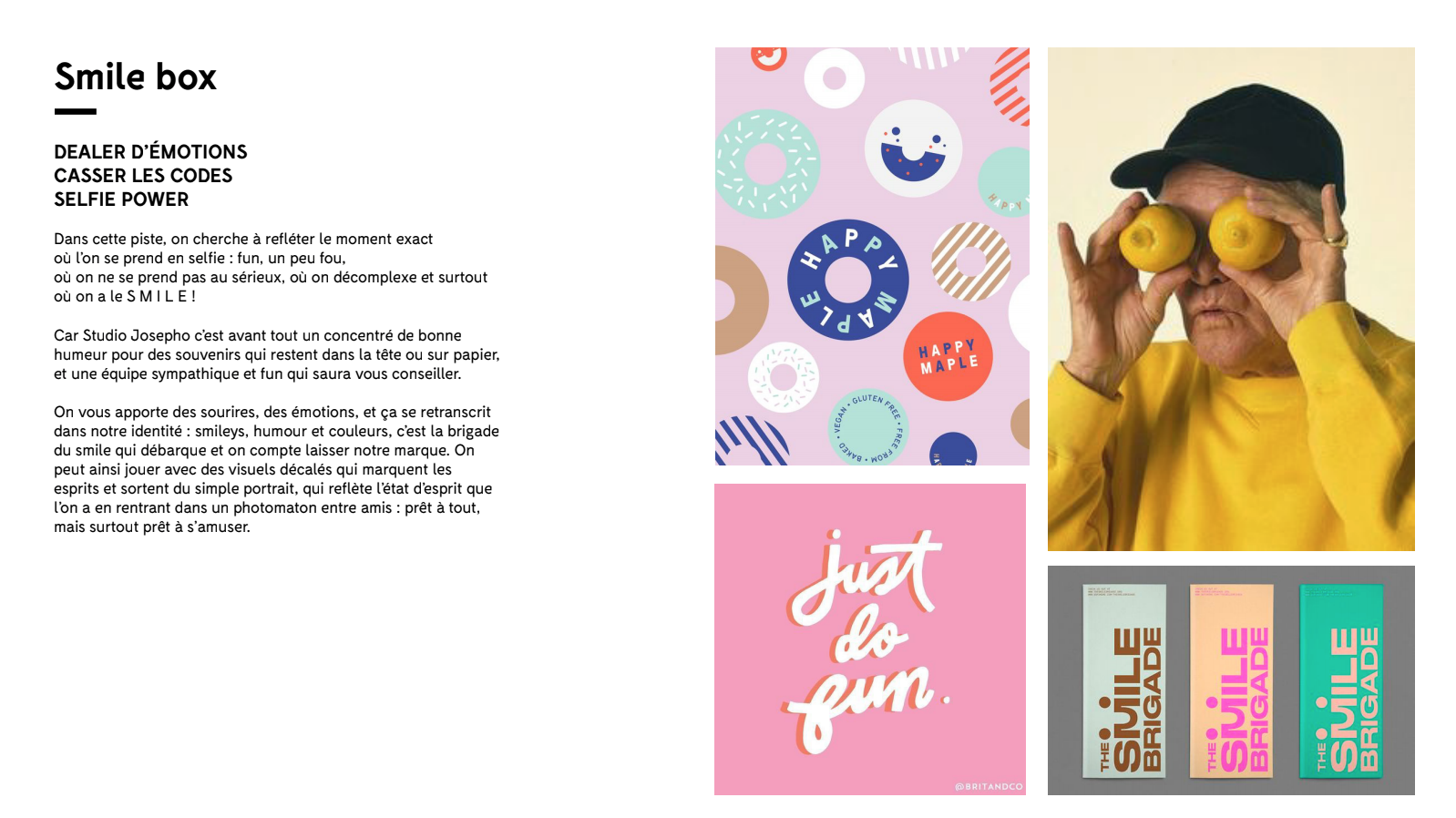 Moodboard d'inspiration qui a permis de créer la nouvelle identité de Josepho.
