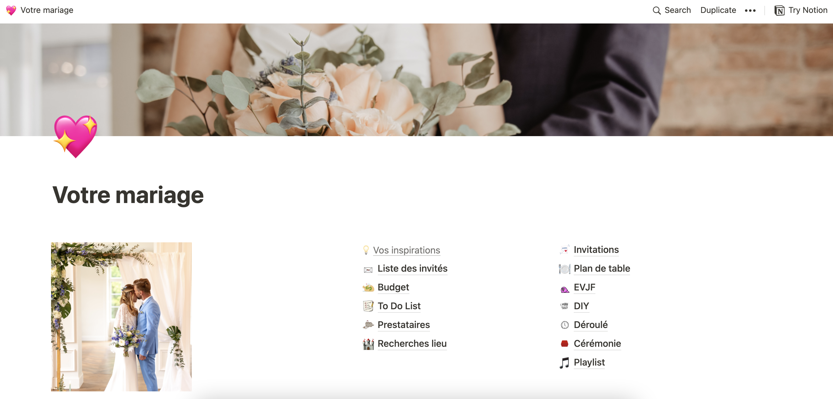Organisateur de mariage a enregistrer