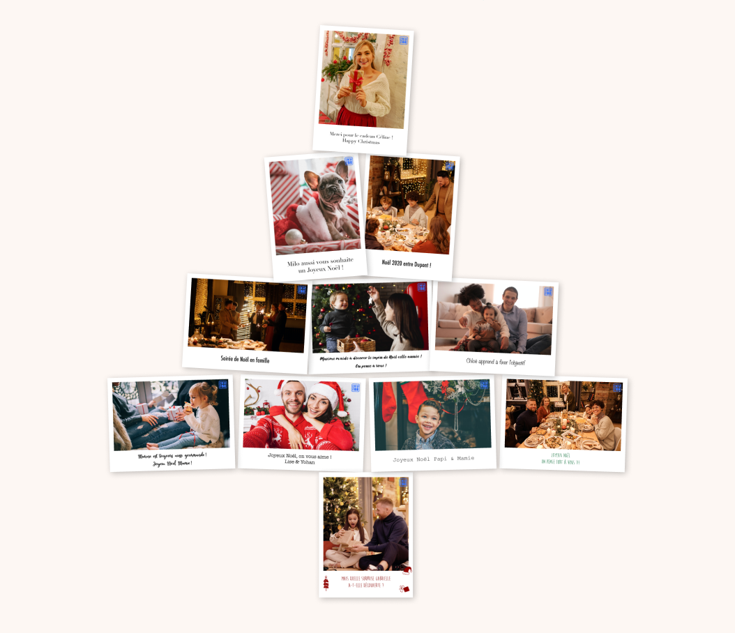 Arbre de noel en photo polaroids : animation de noel