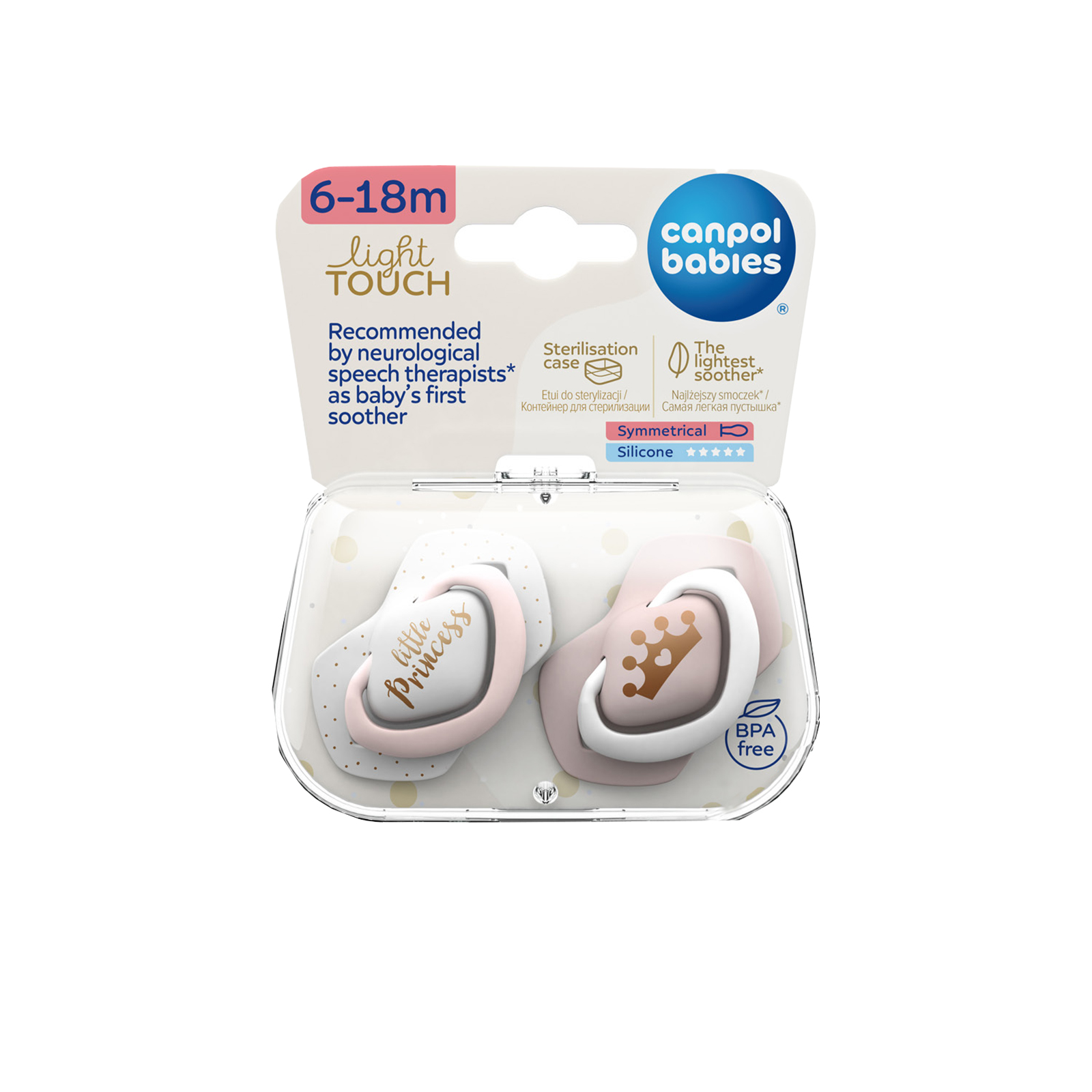 Canpol Silicone Symmetrical Soother Set 6-18M Royal Baby