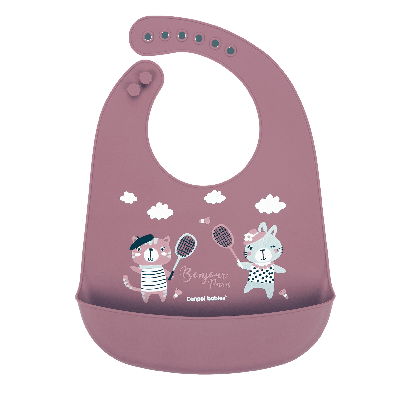 Canpol babies Silicone Bib Pocket Bonjour Paris Red
