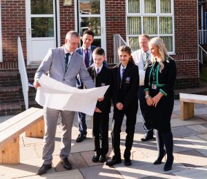 St Peter’s executive head Michael Burns, NPCAT chief operating officer Jim Farquhar, Gareth James from the trust’s estates department, head of school Stephanie Garthwaite and new St Peter’s pupils Thomas and Harriet