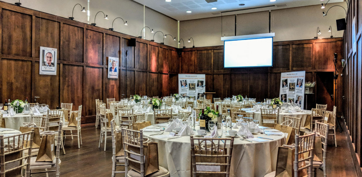 St martin's Hall setup for a corporate dinner
