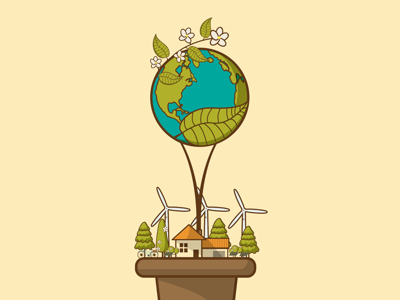 Illustration of a green planet