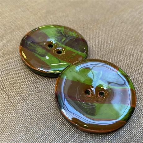 Italian Hand Painted 2-Hole Coconut Button Image 1