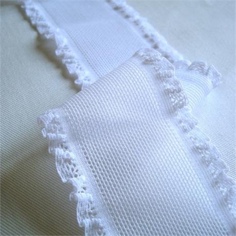White Frill Edge Stretch Lace 60mm Image 1