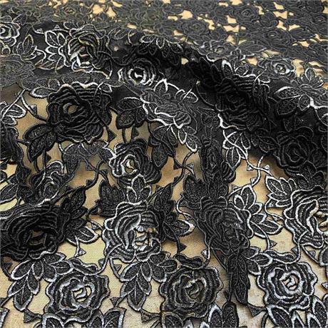 Black Guipure Embroidery Image 1