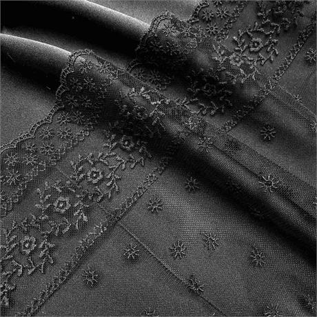 Black Embroidered Tulle Image 1