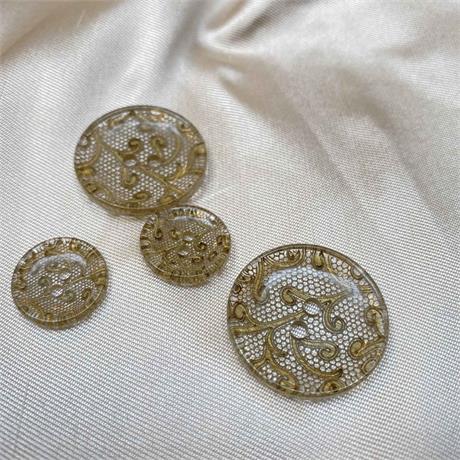 Italian Gold Lace Backed Polyester Button Image 1
