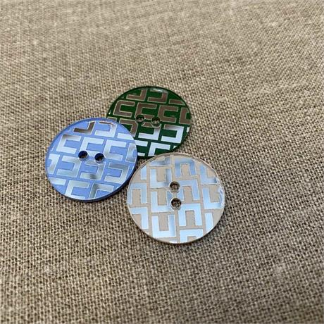 Italian Laser Print Mirror 2-Hole Button Image 1