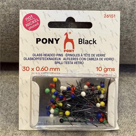 Pony Black Glass Head Pins 34mmx0.60mm  Image 1