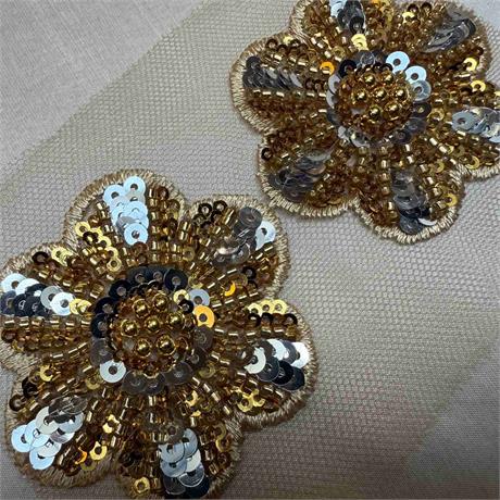 Sequinned Flower Motif Trim Image 1
