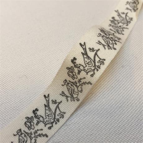 Birds Printed Cotton Ribbon Image 1