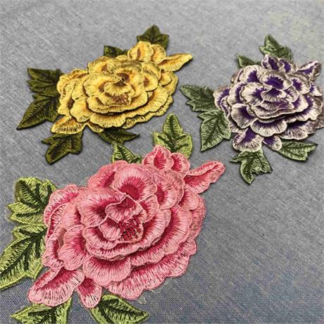 Floral Embroidered Sew-On Motif Image 1