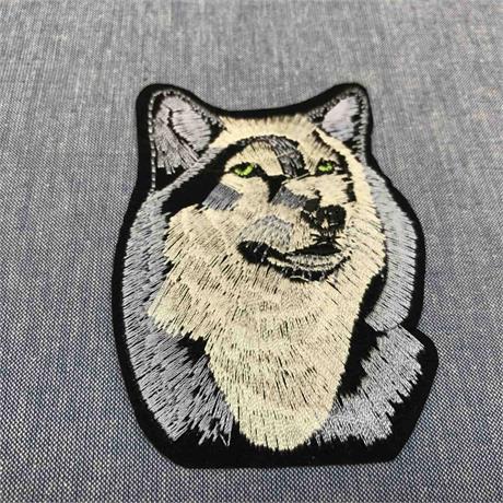 Iron-On Embroidered Wolf Motif Image 1