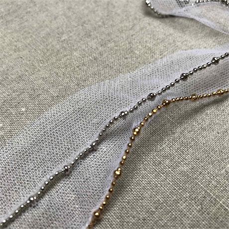 Fine Narrow Tulle Insertion with Brass Ball Chain Image 1
