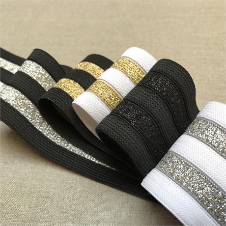 Italian Metallic Stripe Elastic Image 1