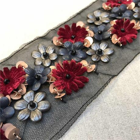 Multi Floral Embroidered Trim Image 1