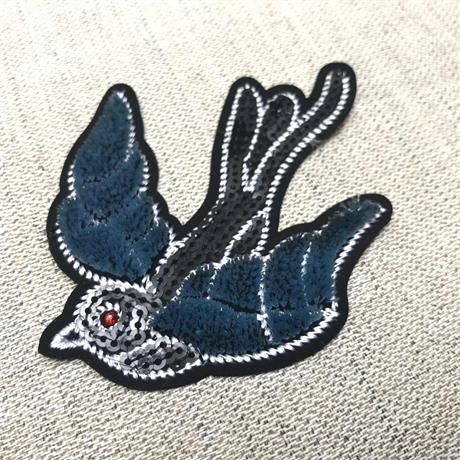 Fusible Part Velvet Embroidered Bird Mot Image 1