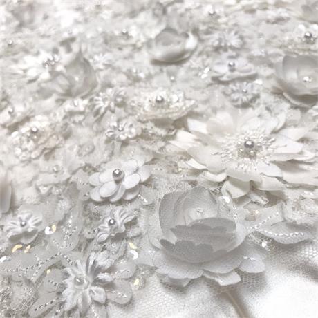 Embroidered Beaded 3D Flower Tulle Image 1