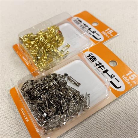 Japanese Brass Brooch Pins - 15mm Image 1