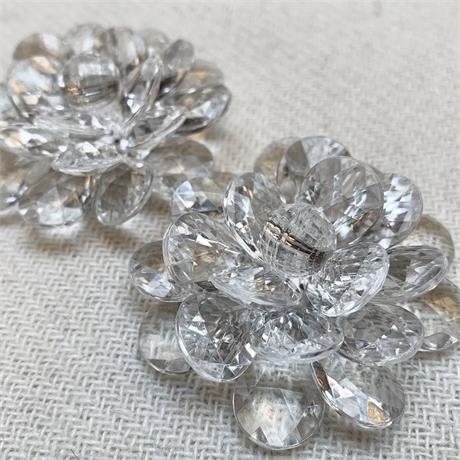 Transparent Beaded Plastic Sew-On Flower Image 1