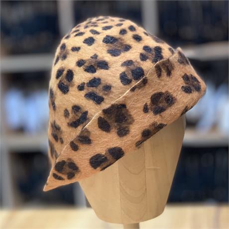 Wool/Fur Felt Leopard Print Cone Image 1