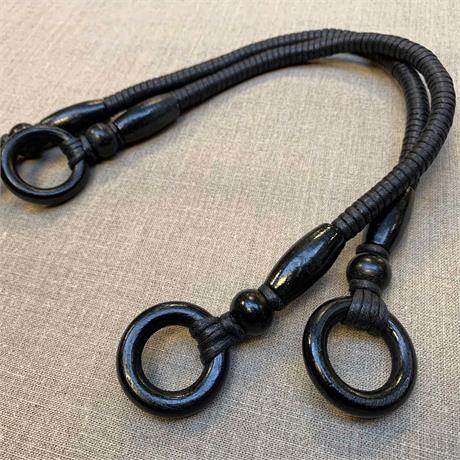 Cord and Wood bag Handles - Pairs Image 1