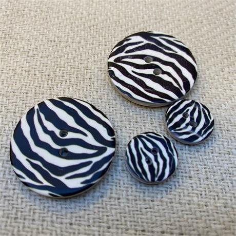 Italian 2-Hole Zebra Print Coconut Button Image 1