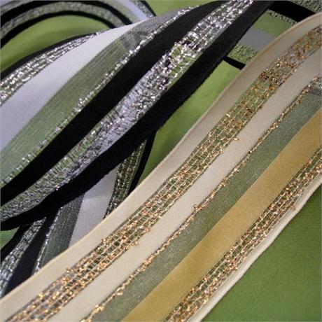 Metallic Stripe Ribbon 25mm Image 1