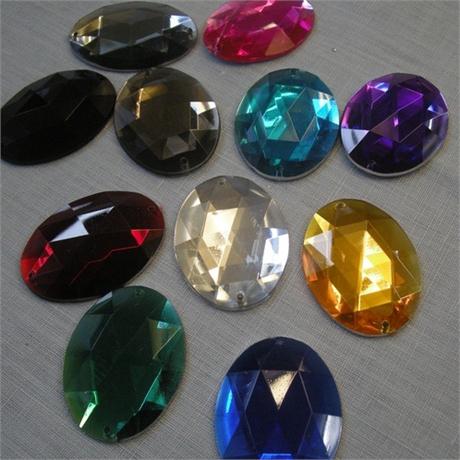 Plastic Flat Back Sew-On Oval Beads Image 1