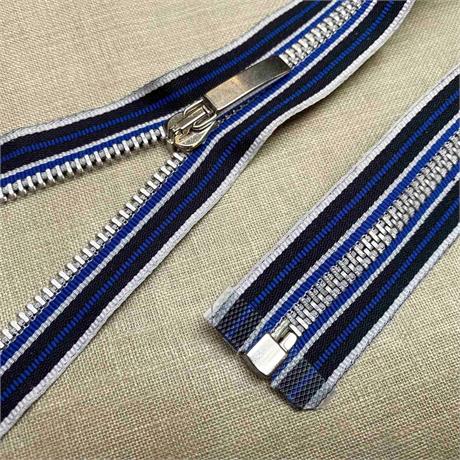 T5 Lampo Blue Multi Stripe Tape Open End Zip Image 1