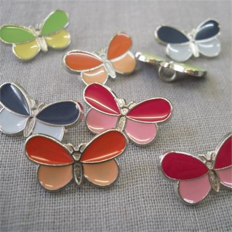 Metal Enamel Butterfly Button Image 1