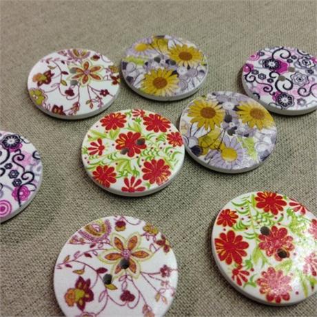 Printed Wooden Button Image 1