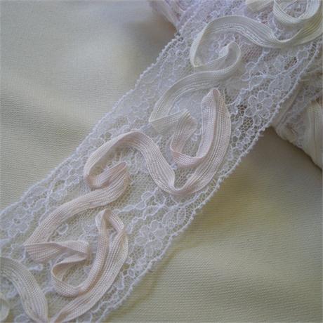 White Lace with Ribbon Trim 55mm Image 1
