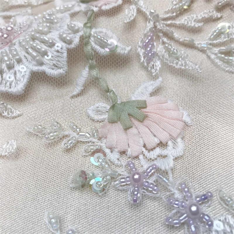 Embroidered Beaded Ribbon Lace