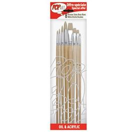 Pebeo Set of 8 White Bristle Brushes thumbnail