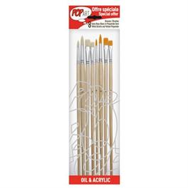 Pebeo Set of 8 Yellow Polyamide & White Bristle Brushes thumbnail