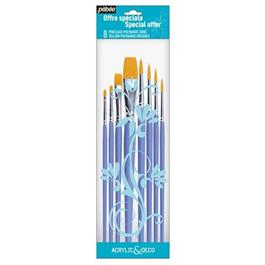 Pebeo Acrylic & Deco Brushes Set of 8 Round & Flat thumbnail