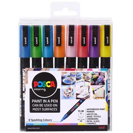 POSCA PC-3M Sparkling Set Of 8 Pens thumbnail