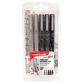 Uni-ball PIN set of 5 Light Grey, Dark Grey and Black thumbnail