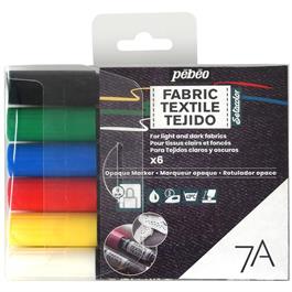Pebeo 7A Fabric Marker Opaque Set Of 6 Basic Colours thumbnail