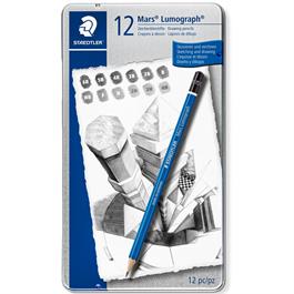Staedtler Mars Lumograph Pencil - Tin of 12 medium degrees thumbnail