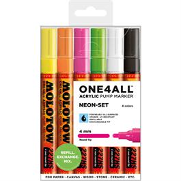 Molotow ONE4ALL 227HS Paint Pen Neon Set - 6 x 4mm Round Nib Pens thumbnail